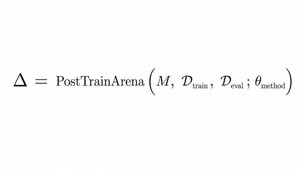 Δ = PostTrainArena(M, D_train, D_eval; θ_method)